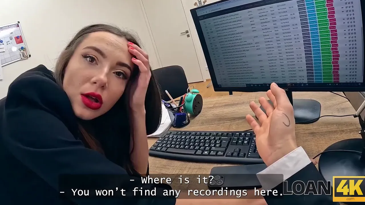 Brunette office worker gets fucked hard by her horny colleague