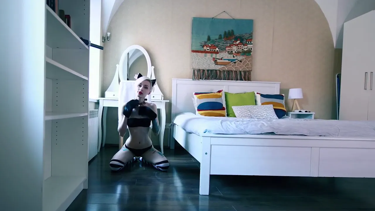 Amateur Mykinkydope plays pet kitten, drinks milk and masturbates with toys