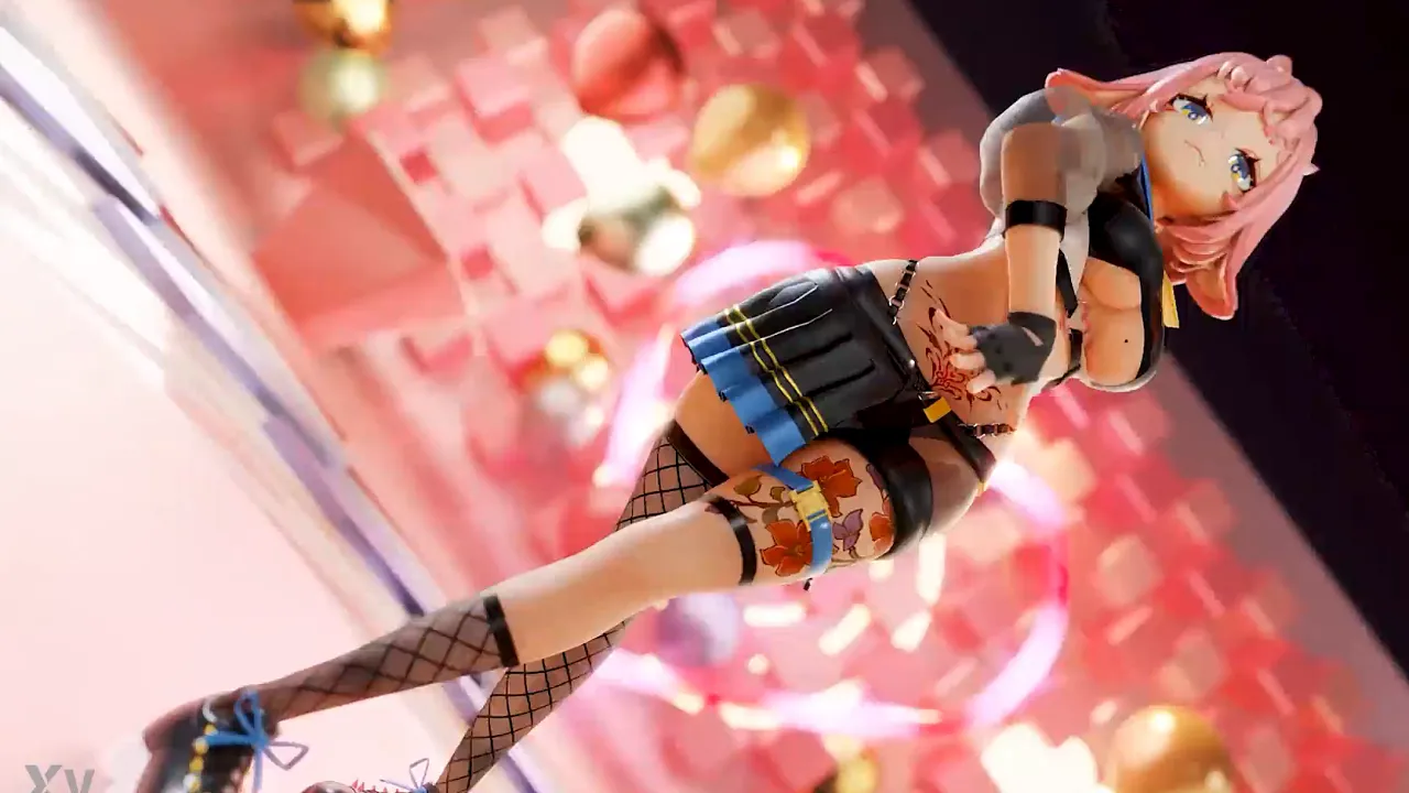 Cupid the 3D anime stripper in a lewd strip tease dance