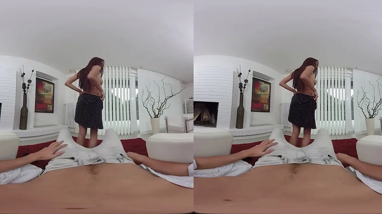 Sexy brunette Paula Shy gives footjob while stripping for hardcore POV VR