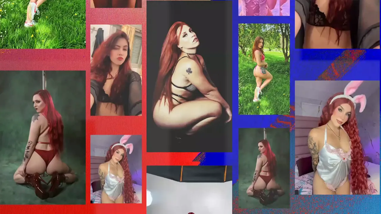 Redheaded solo woman plays with her wet pussy and fingers herself to a big orgasm