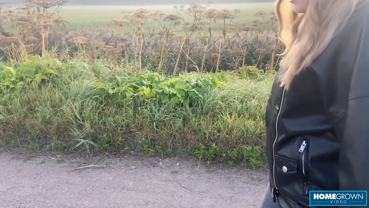 Blonde girl sucks and fucks Mark Pirson in a romantic outdoor casting roleplay