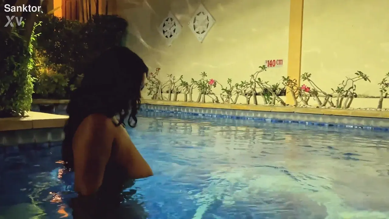 Dominant BBW mistress Kimberly Sanktor teases by the swimming pool
