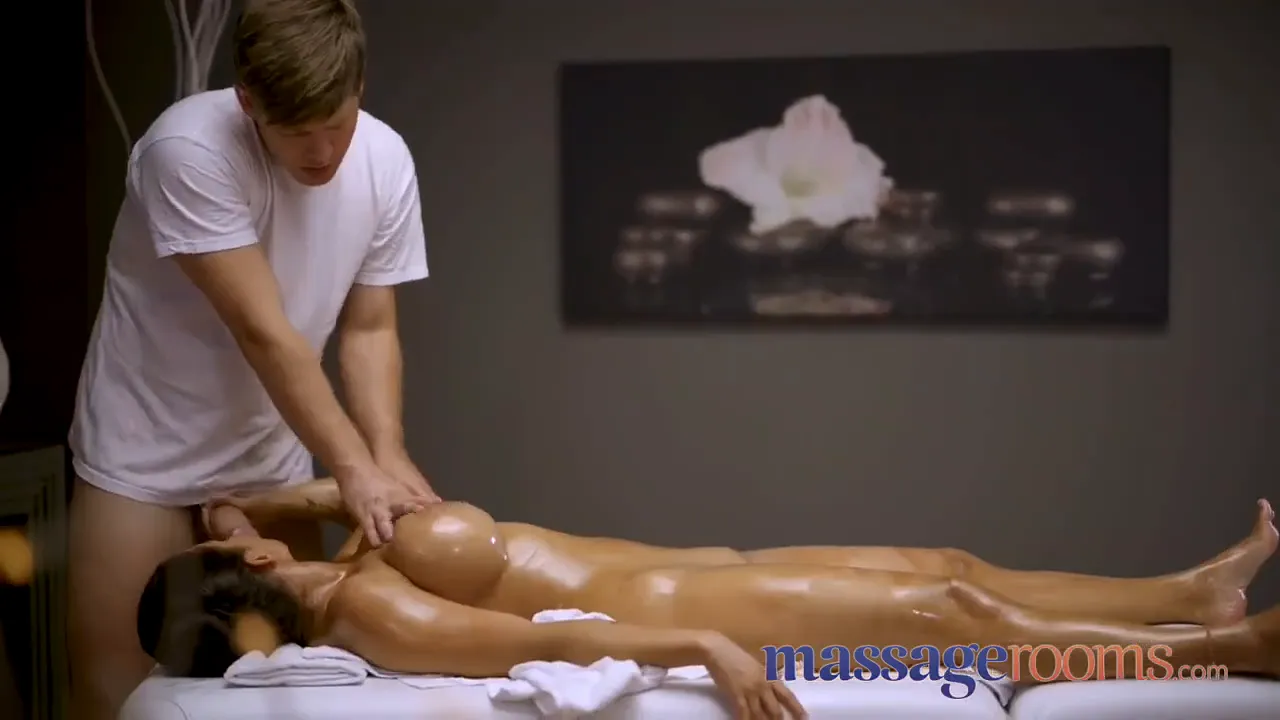 Big-titted brunette Chloe Lamour gets a massage and fucked doggystyle after giving head