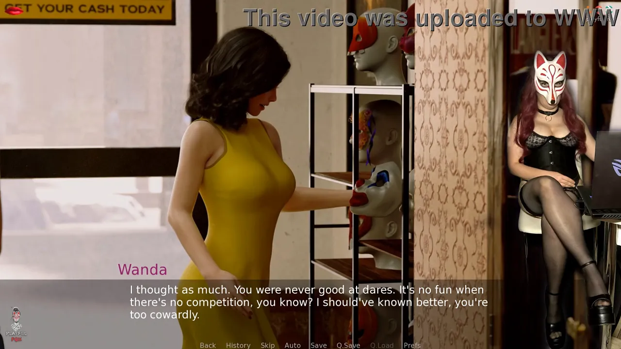 Ms denvers: playful fox cosplayer gamer girl wears stockings and see-through bra