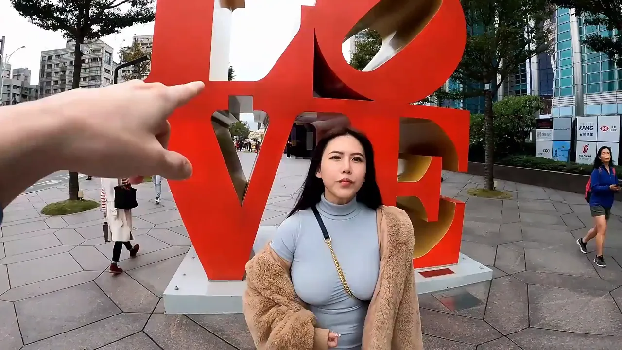 Taiwanese model with huge tits vlogs and strips for POV video