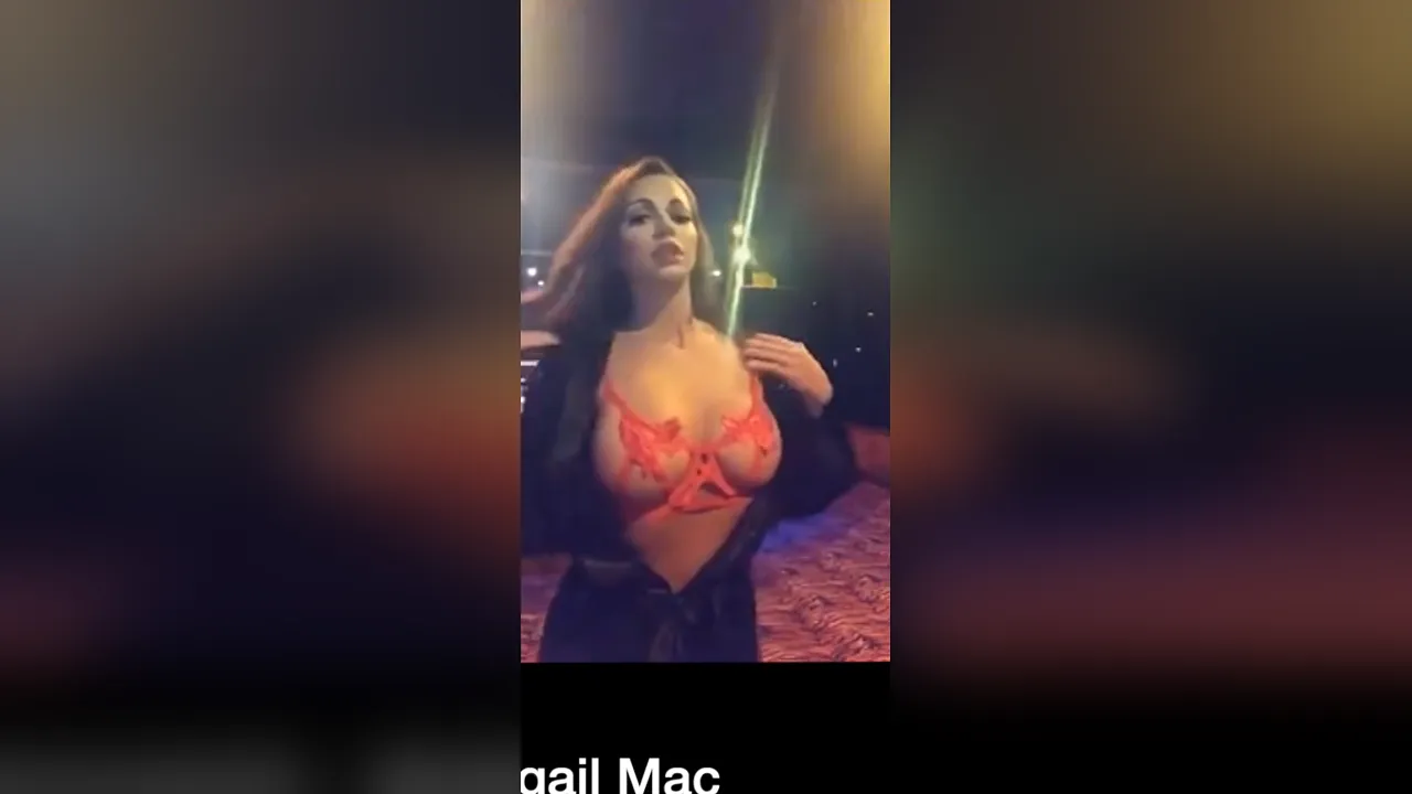 Abigail Mac flashes big tits and masturbates in lingerie for a solo travel BTS video