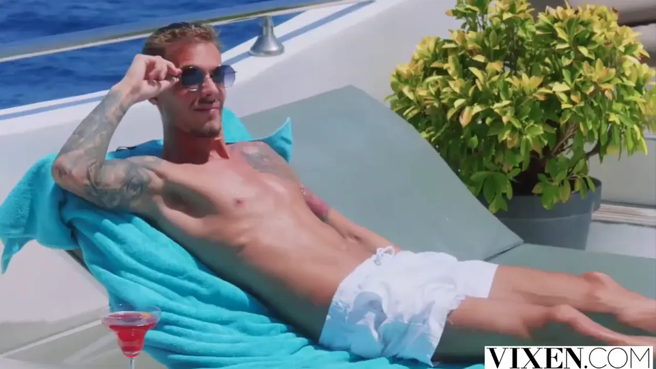Blonde Freya has her small tits sucked and rides a big cock on holiday