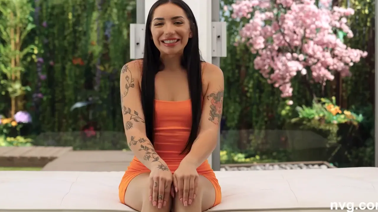 Slim brunette with tattoos and small tits auditions for a net video, then gets fucked