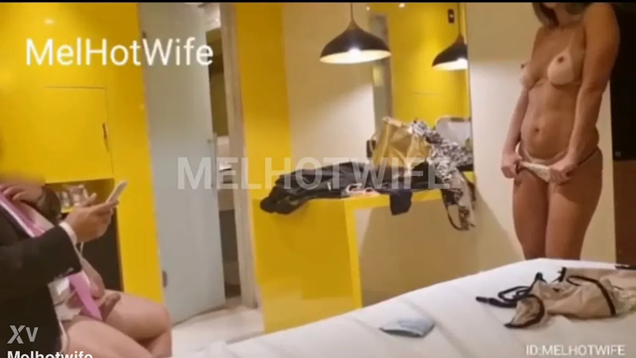 Blonde housewife strips for a stranger while her cuckolded husband watches