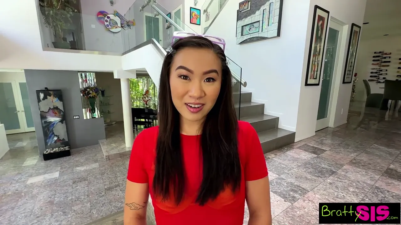 Petite step sister gives POV blowjob and lets him cum in her mouth