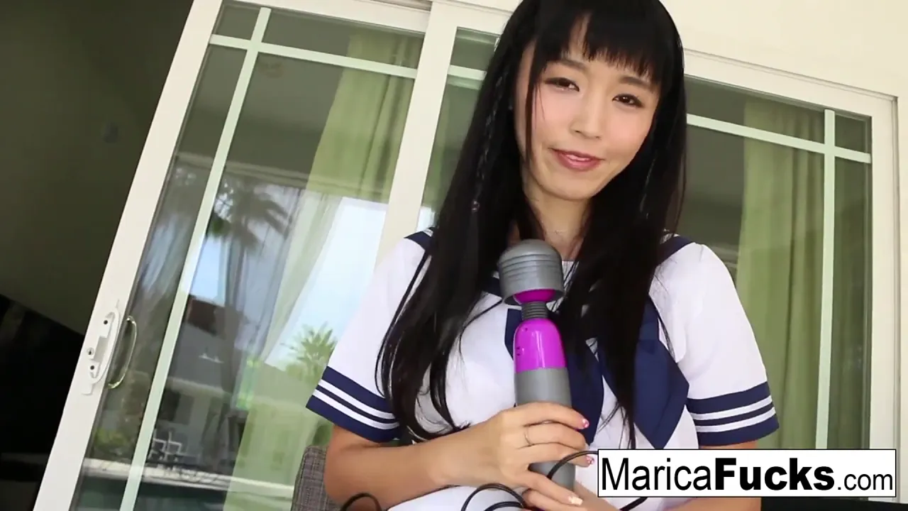 Japanese solo girl Marica Hase strips and masturbates in her house