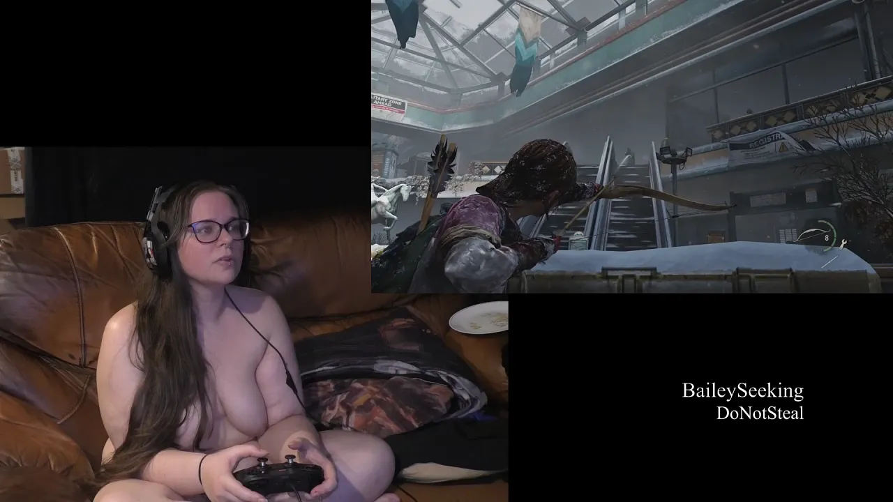 Bailey Seeking plays video game nude with big booty and tits