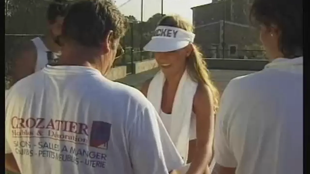 Tennis playing blonde MILFs her holes with three big cocks