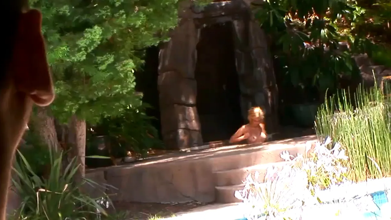 Blonde with small tits rides Alex Gonz while he fingers her ass outdoors
