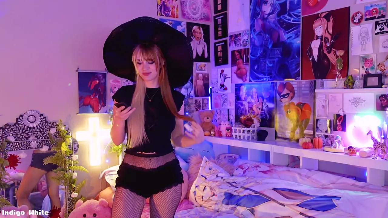 Indigo White strips and seduces in witch cosplay for POV