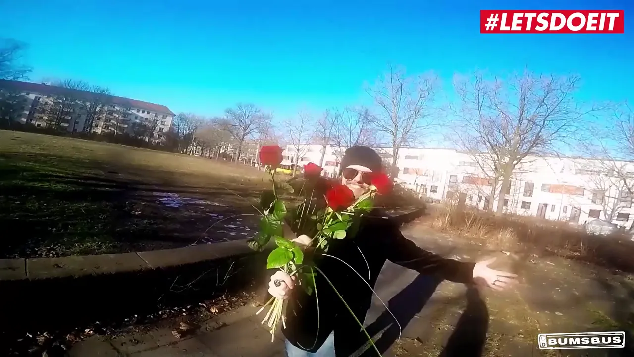 German brunette Sophie fucks outdoors on Valentine's Day