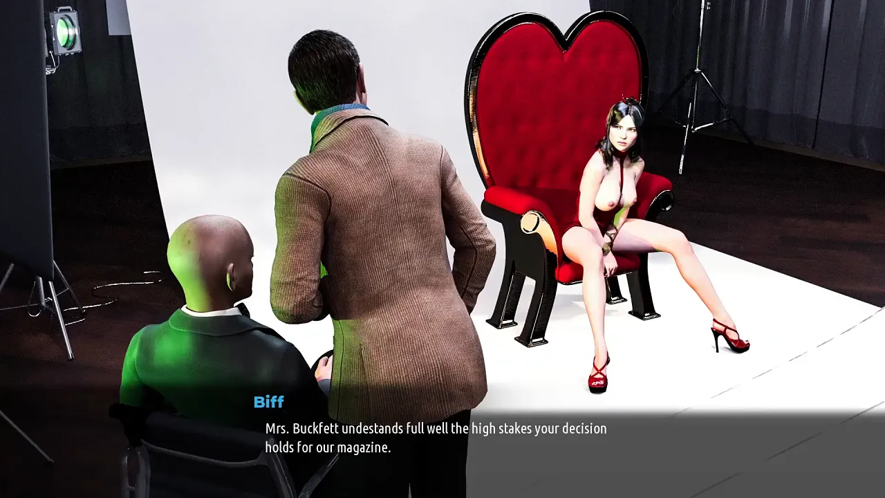 Monica models fashion business outfits for pervert old man who pays her with a blowjob