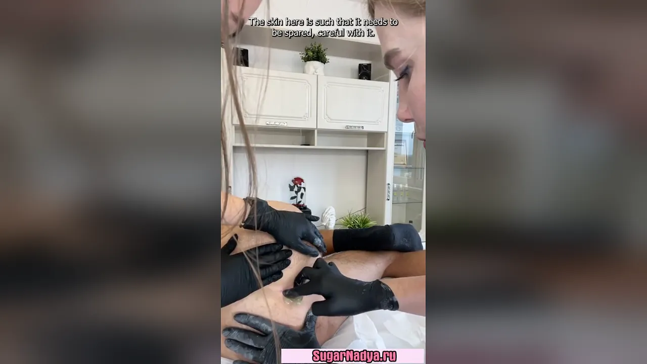 Man ejaculates during nudist depilation lesson