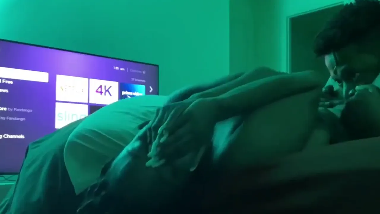 Ebony ex-girlfriend devours her BBC lover's pussy before missionary sex