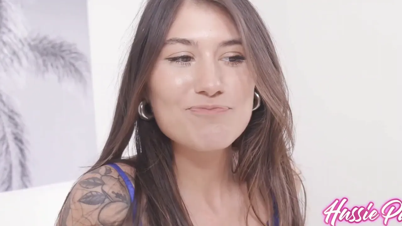 Slender brunette gets huge black cock in her first porn casting