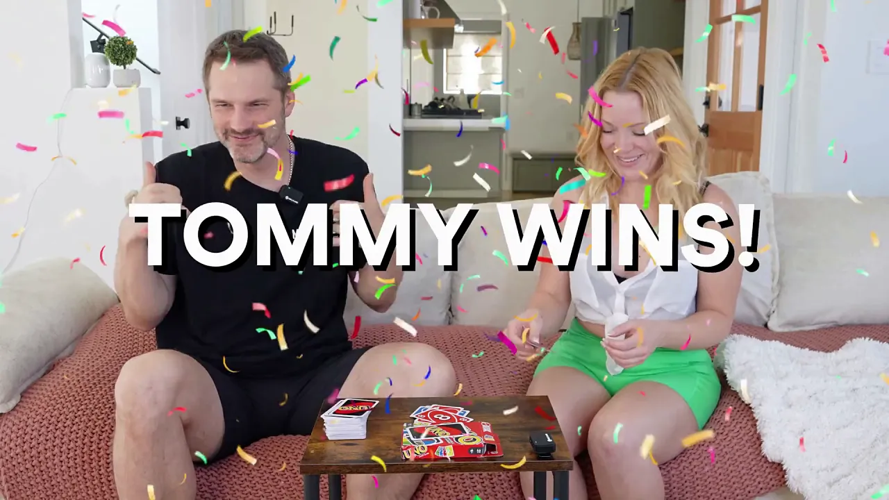 Woman plays twister in lingerie