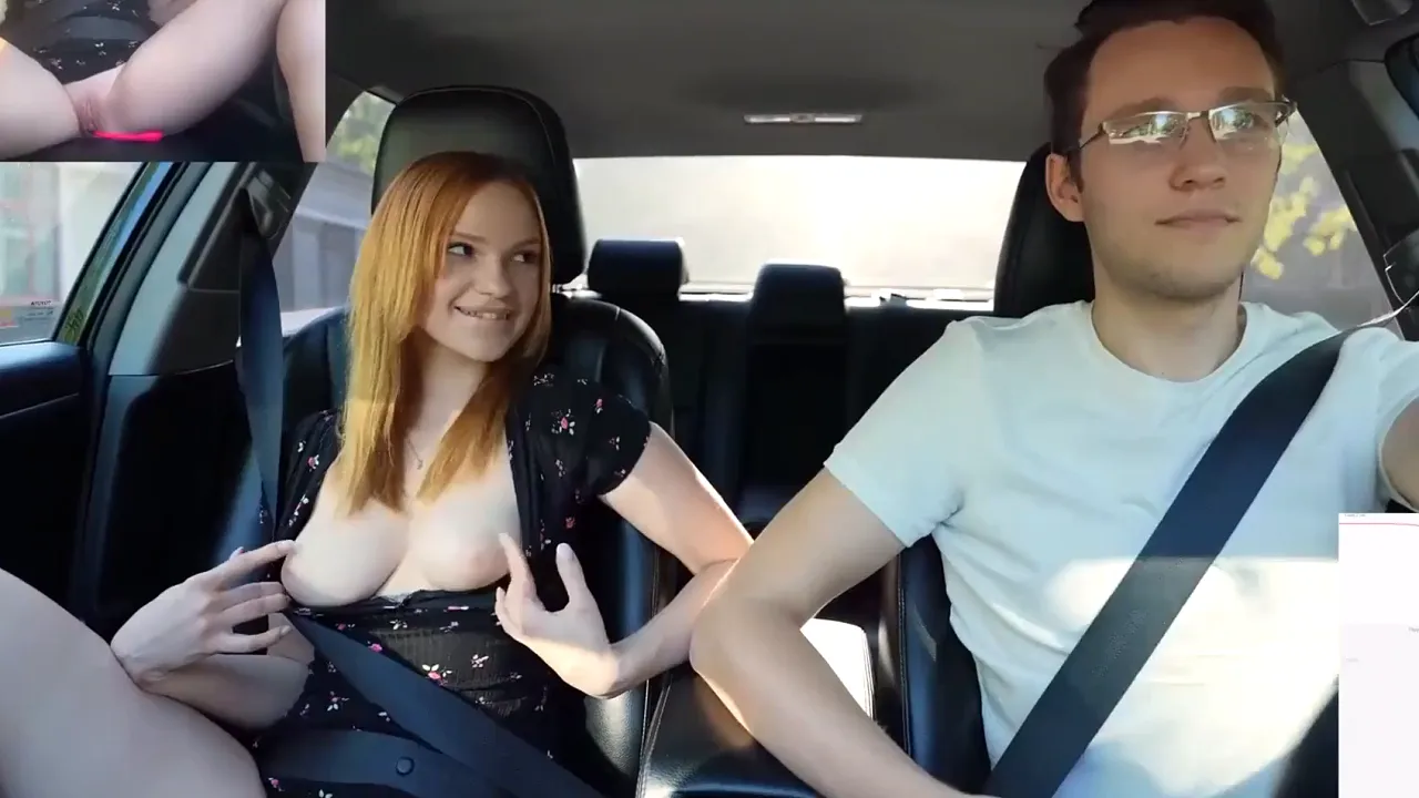 Russian redhead gets fake taxi ride, fucked and creamed by nerdy driver