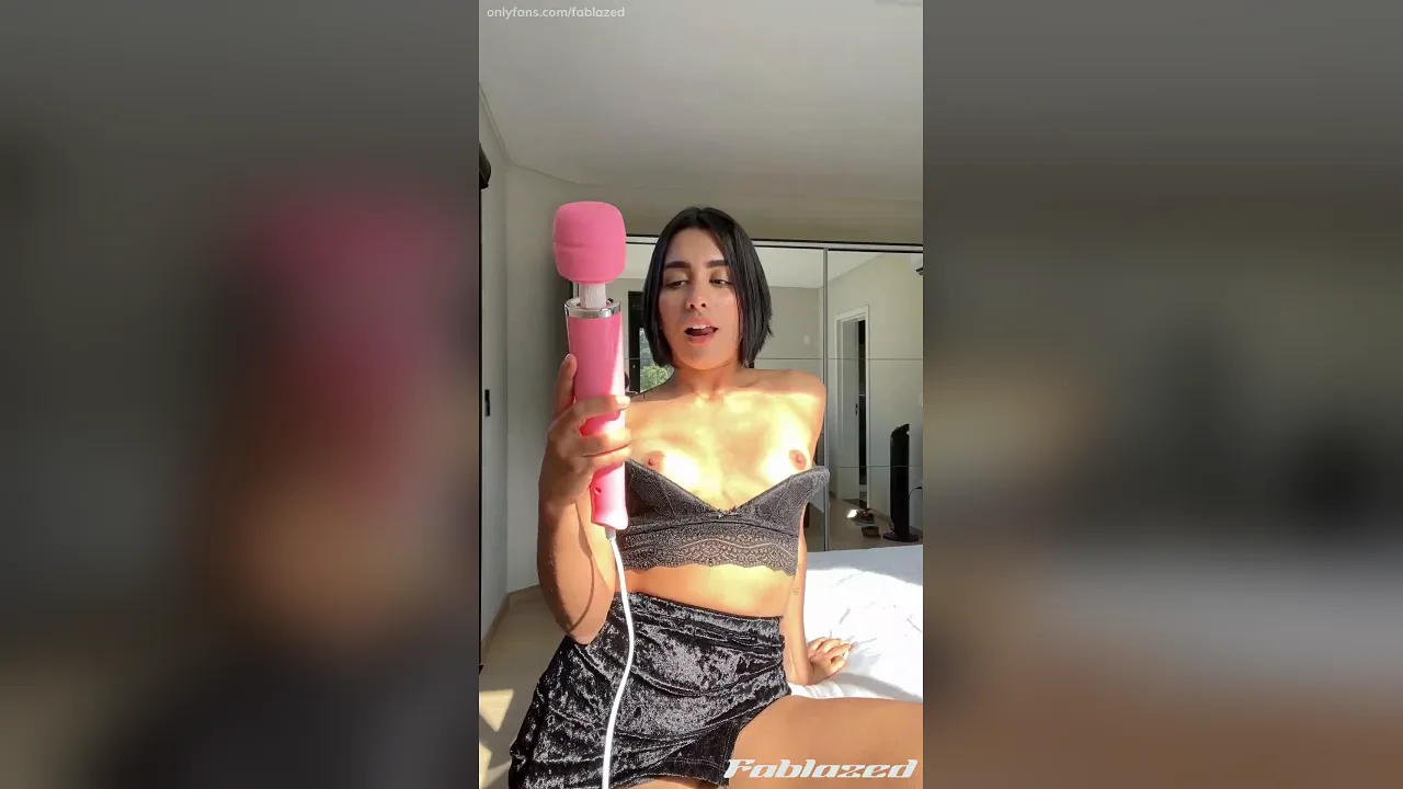 Brunette babe Fablazed masturbates and has a big female orgasm, squirting pussy juice