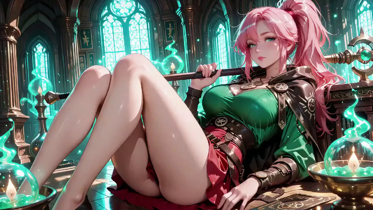 Mage in cathedral has her big ass teased and orgasms