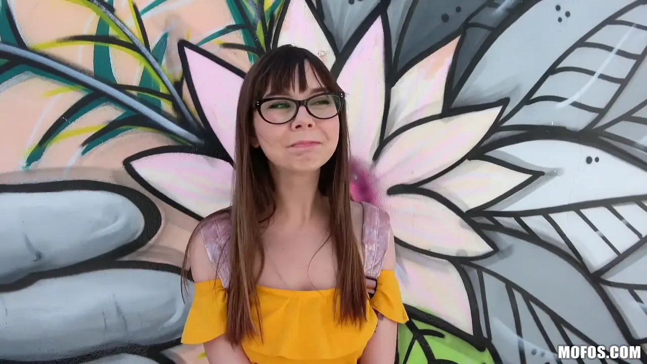 Nerdy brunette in glasses gets paid to fuck and suck a stranger's big cock