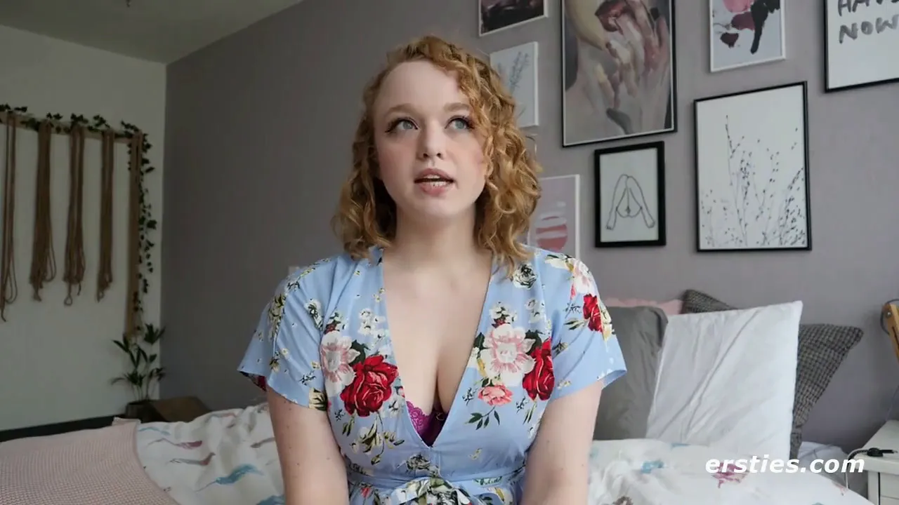 German redhead masturbates with vibrator in front of mirror