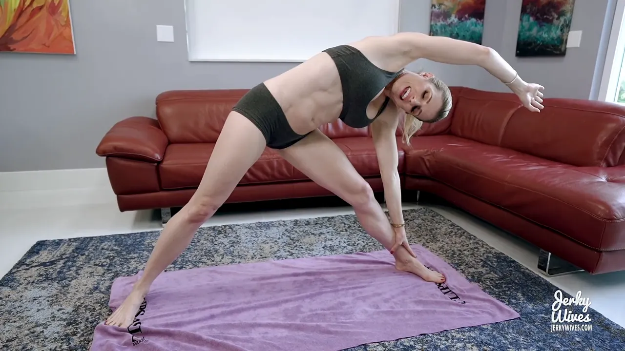 Blonde stepmom yoga instructor gets fucked by her stepson with a huge cock