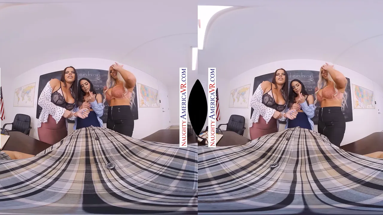 Professors Diamond Kitty, Nina Elle and Tia Cyrus masturbate in kinky lingerie while