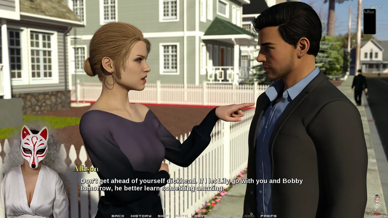 Russian MILF with big tits wears sexy stockings in adult visual novel