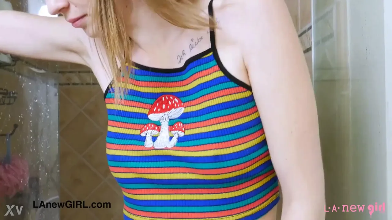 Tall brunette model gets showered by a fake casting agent