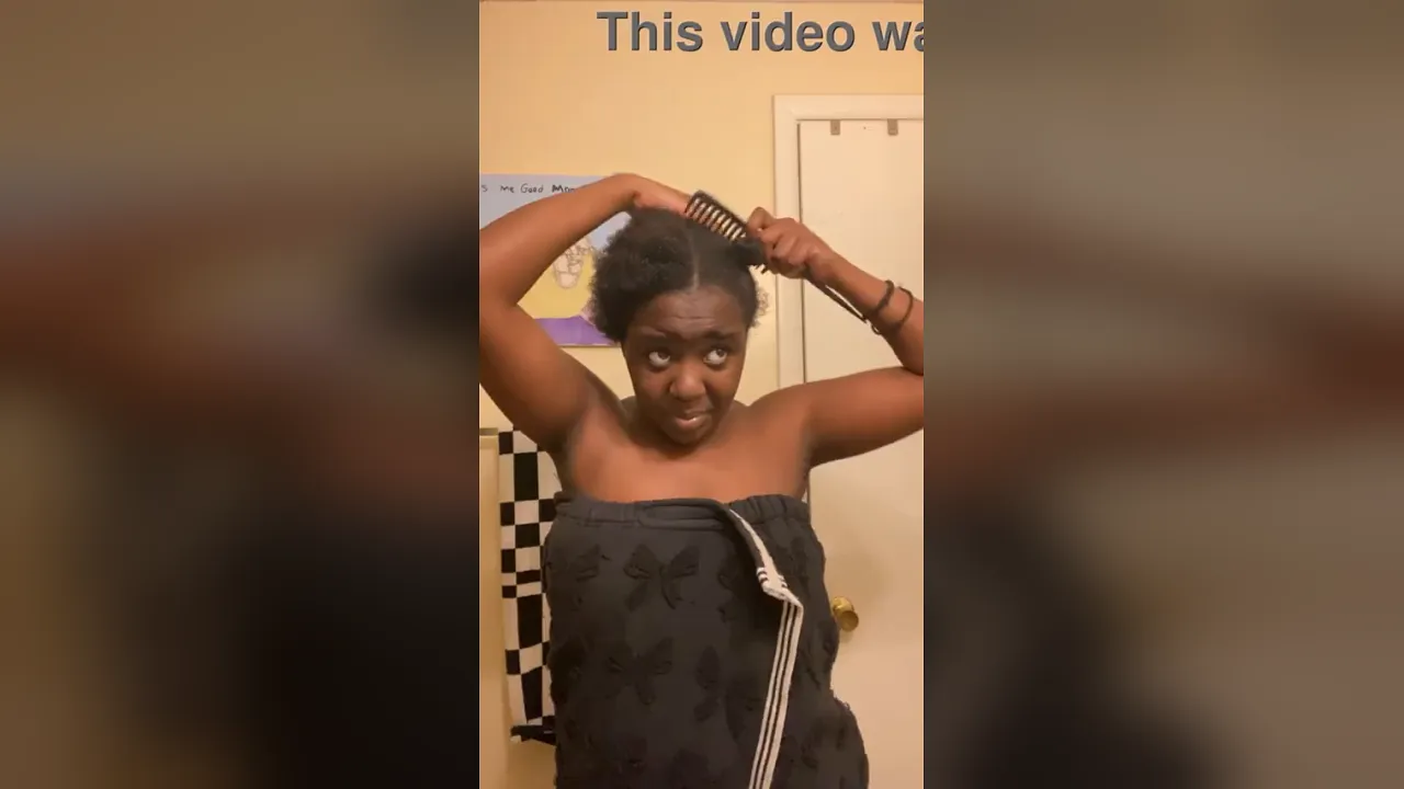 Cute black newbie hairstylist gets caught naked solo in the bathroom