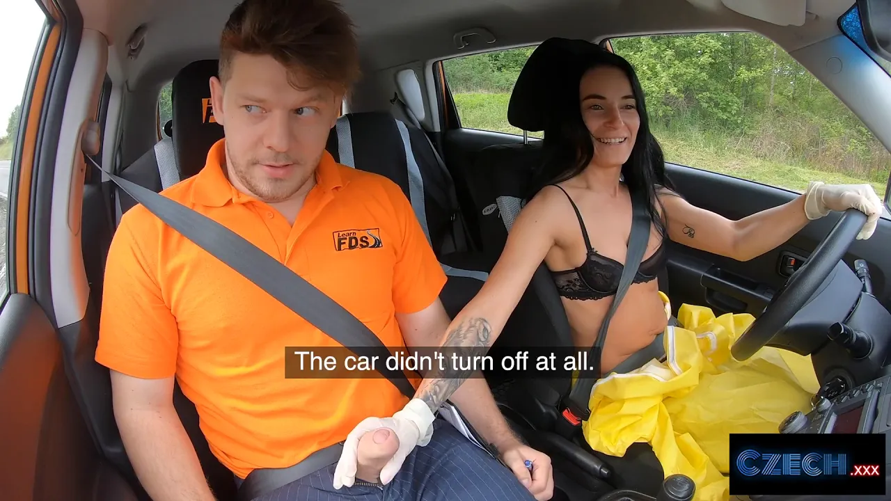 Czech babe Lexi Dona strips and masturbates with a big dick in public
