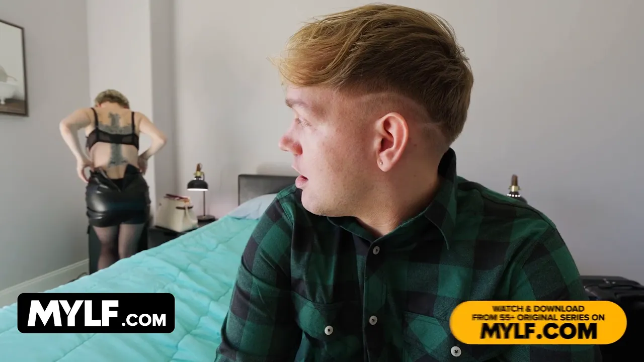 Blonde MILF Dee Williams strips for her stepson before they have sex in a stepfantasy