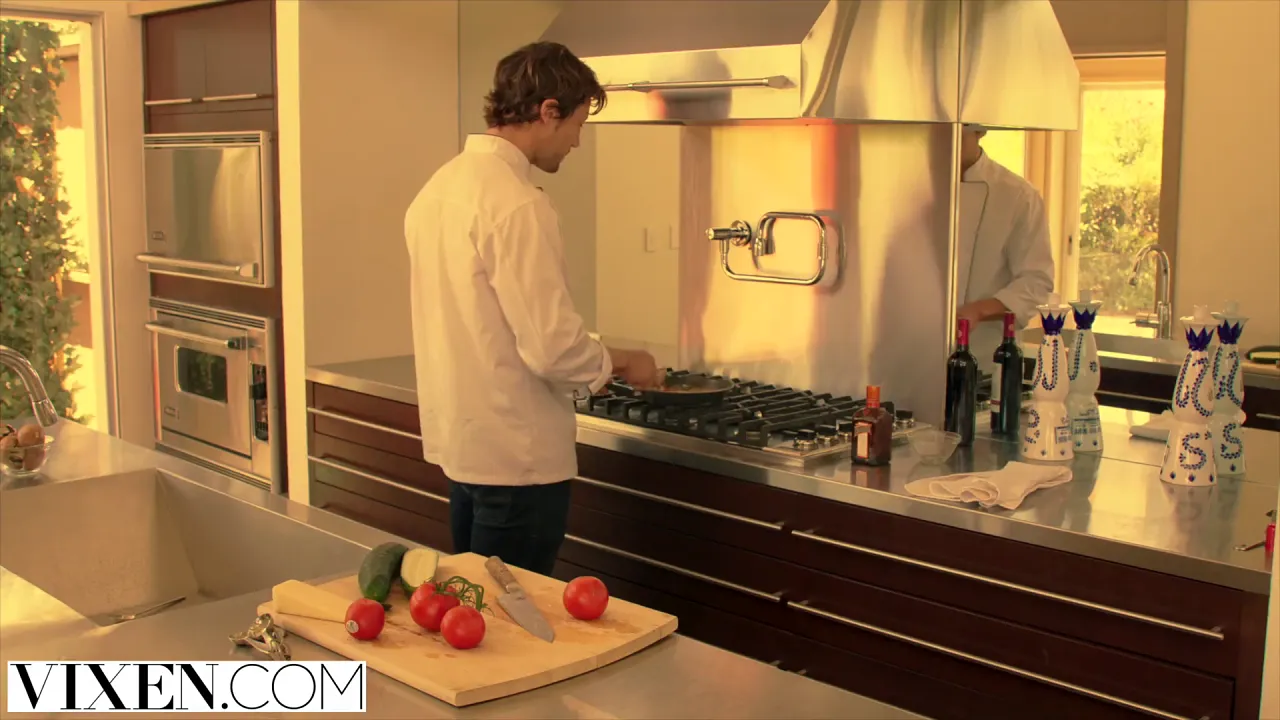 Rich brunette seduces her personal chef for sex