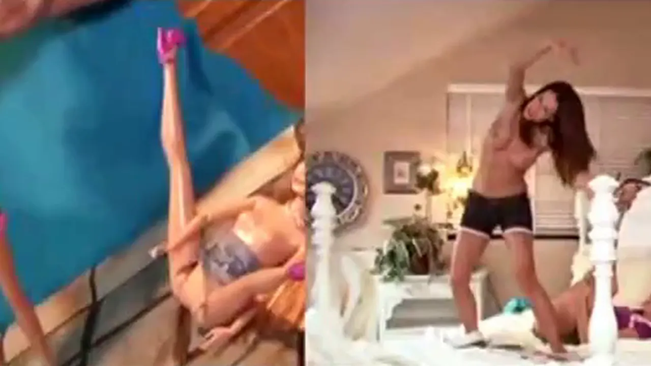 Manipulating two hot dolls before fucking