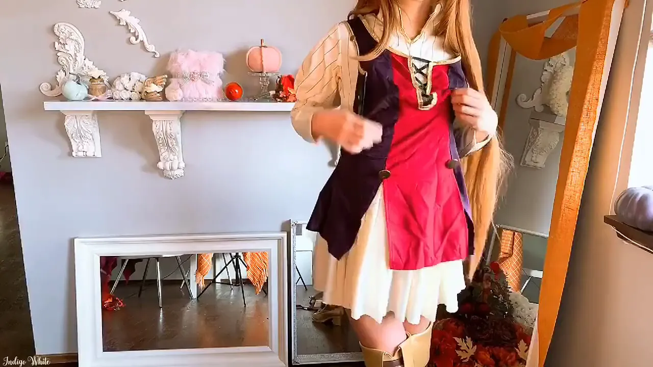 Pro stripper Indigo White plays wholesome roleplay as Raphtalia in cosplay and fetish