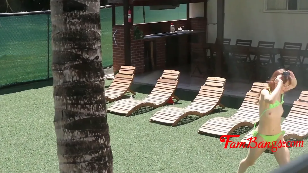 Stepbro catches stepsister sunbathing nude