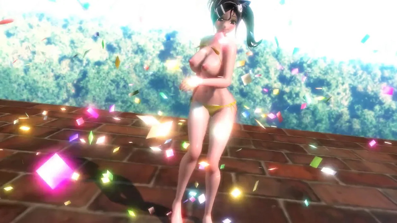Brunette babe Leyah strips to expensive MMD hentai music