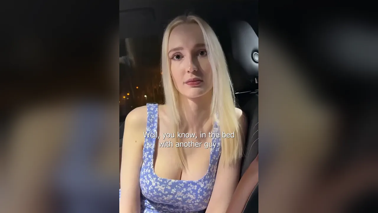 Stunning busty blonde slut fucks lucky guy in his car