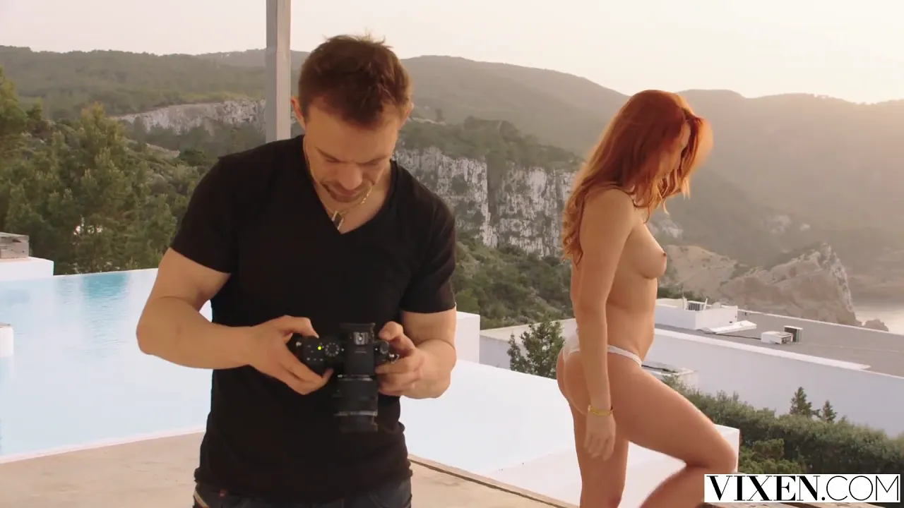 Beautiful redhead model rides photographer's cock in missionary and doggystyle