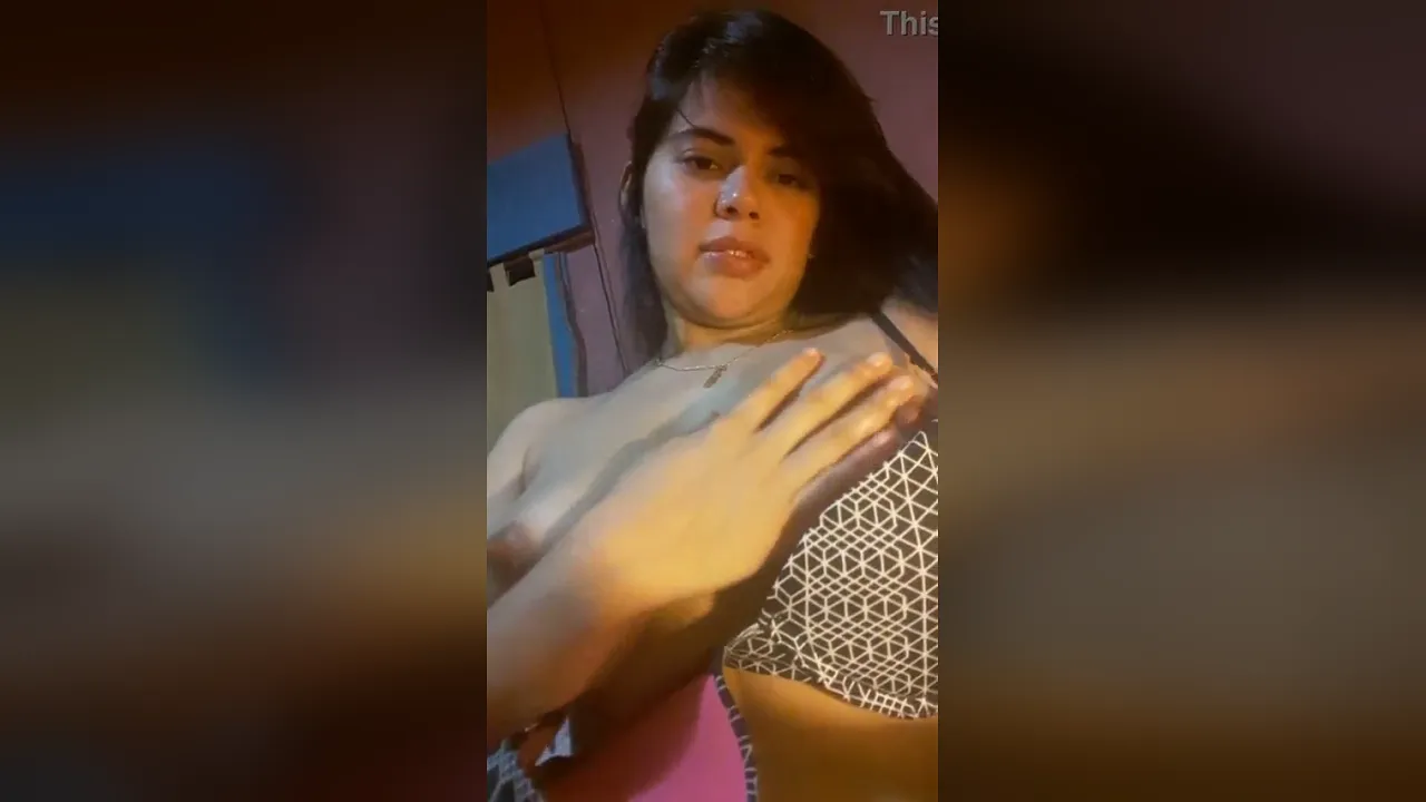 Argentinian influencer Argentina shows off her big tits and touches them