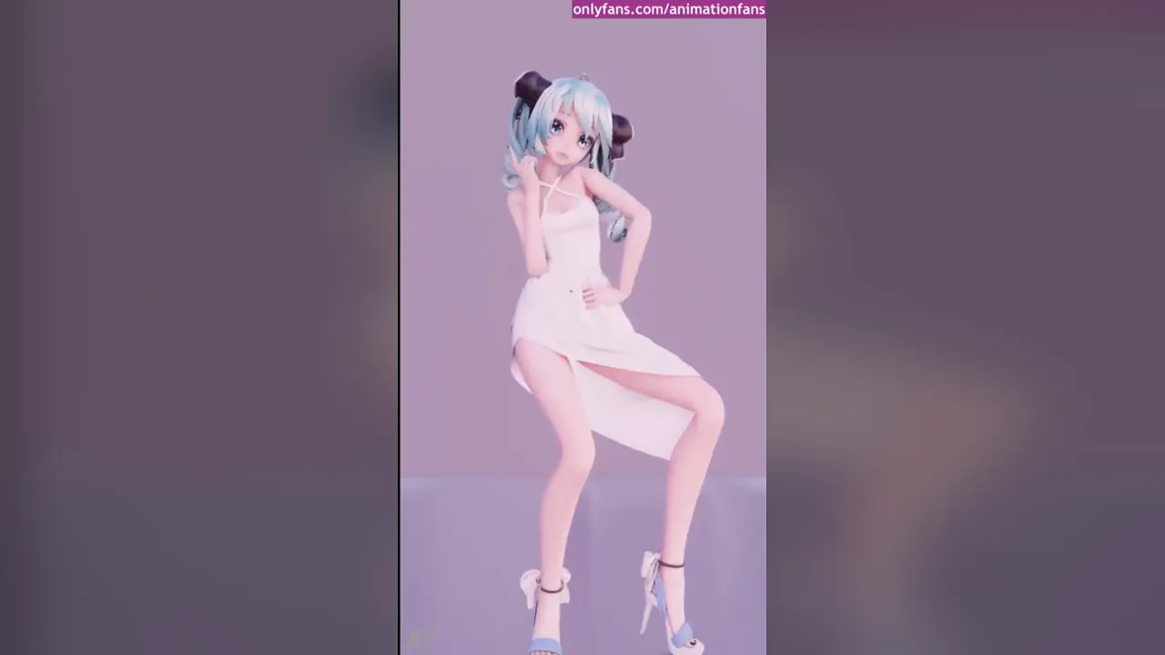 Beautiful anime girl dances seductively in 3D animation