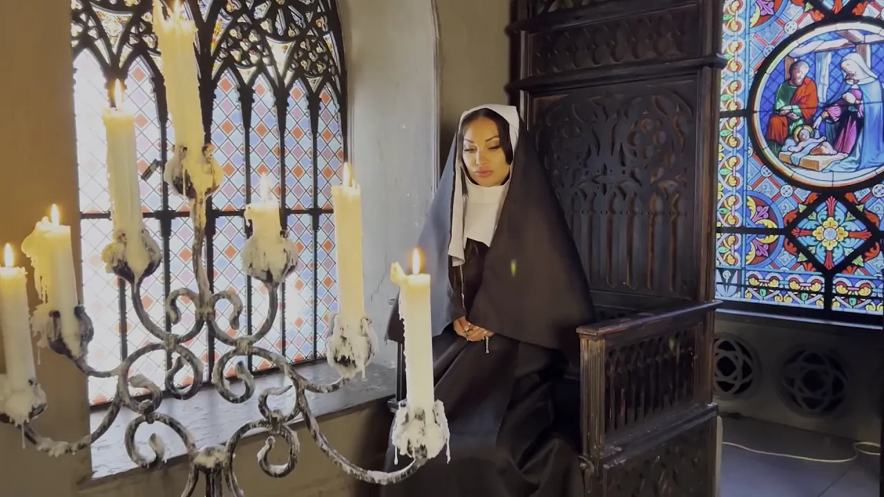 Russian tattooed nun Monika Fox masturbates her anal and squirts