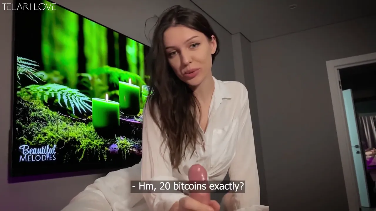 Busty Russian masseuse gives client a handjob and reverse cowgirl sex for bitcoins