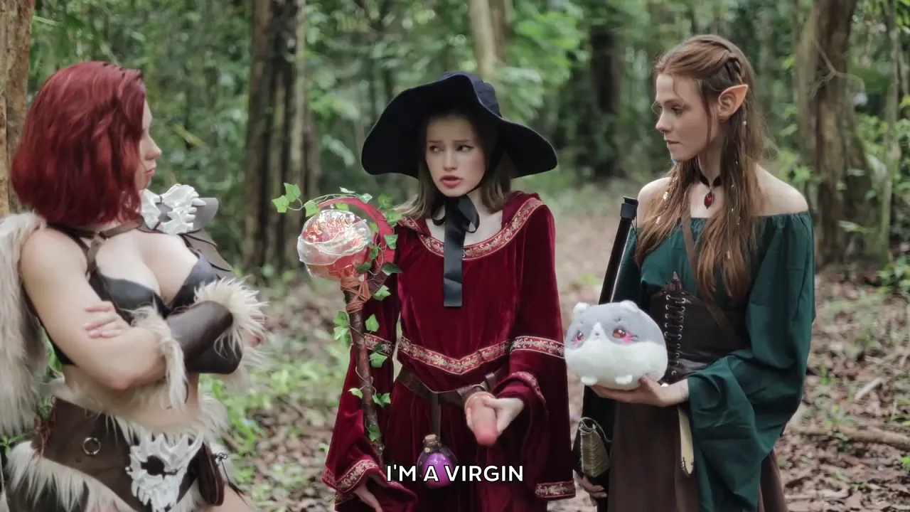 Redhead sorceress Diana Rider masturbates with a dildo while playing D&D, then gets